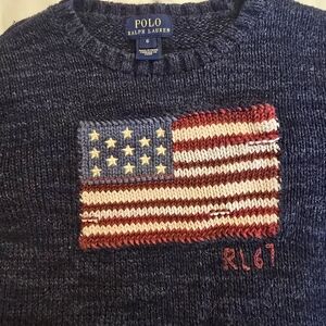 Polo by Ralph Lauren Blue Sweater with Flag Design